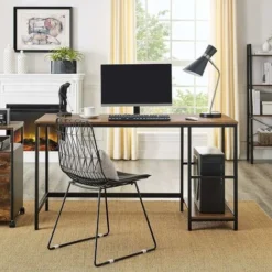 Songmics VASAGLE Computer Desk, Writing Desk With 2 Shelves On Left Or Right, Work Table For Office Living Room, Steel Frame, Industrial, Rustic Brown And Black LWD55X -Office Furniture Store 54155230 3