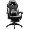 SONGMICS Gaming Chair, Office Racing Chair With Footrest, Ergonomic Design, Adjustable Headrest, Lumbar Support, 150 Kg Weight Capacity, Black And Grey OBG77BGUK