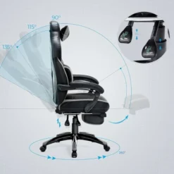 SONGMICS Gaming Chair, Office Racing Chair With Footrest, Ergonomic Design, Adjustable Headrest, Lumbar Support, 150 Kg Weight Capacity, Black And Grey OBG77BGUK 8 SONGMICS Gaming Chair, Office Racing Chair With Footrest, Ergonomic Design, Adjustable Headrest, Lumbar Support, 150 Kg Weight Capacity, Black And Grey OBG77BGUK -Office Furniture Store 54155260 4