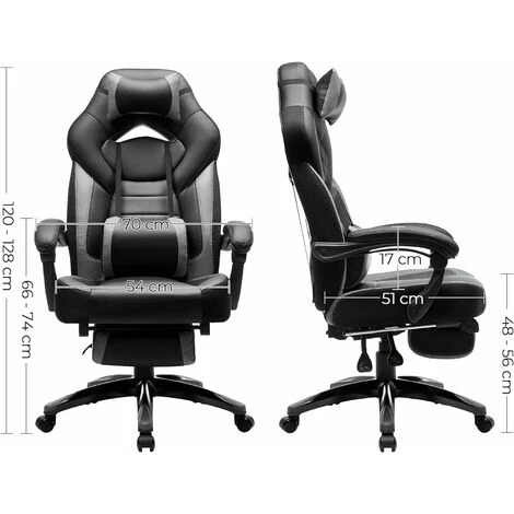 SONGMICS Gaming Chair, Office Racing Chair With Footrest, Ergonomic Design, Adjustable Headrest, Lumbar Support, 150 Kg Weight Capacity, Black And Grey OBG77BGUK 5 SONGMICS Gaming Chair, Office Racing Chair With Footrest, Ergonomic Design, Adjustable Headrest, Lumbar Support, 150 Kg Weight Capacity, Black And Grey OBG77BGUK - Image 5