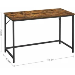 Songmics VASAGLE Writing Desk, Computer Desk, Small Office Table, 120 X 60 X 75 Cm, Study, Home Office, Simple Assembly, Steel, Industrial Design, Rustic Brown And Black LWD039B01 -Office Furniture Store 54156293 5