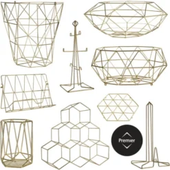 Premier Housewares Vertex Gold Finish Tall Storage Basket -Office Furniture Store 54189134 4