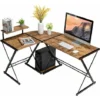 L-Shaped Corner Computer Desk PC Table Workstation W/ Monitor Stand & Host Tray
