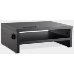 VonHaus Wood Monitor Stand Riser, Desk Monitor Stand With Smart Phone Holder, Ergonomic 2 Tier Storage With Cable Management For Computer, Notebook, IMac, PC