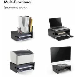 VonHaus Wood Monitor Stand Riser, Desk Monitor Stand With Smart Phone Holder, Ergonomic 2 Tier Storage With Cable Management For Computer, Notebook, IMac, PC -Office Furniture Store 54924454 4