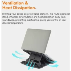 VonHaus Foldable Laptop Stand - Portable Ventilated Laptop Riser For Desk With 8 Level Adjustments - PC Laptop Tablet Riser - Black 9 VonHaus Foldable Laptop Stand - Portable Ventilated Laptop Riser For Desk With 8 Level Adjustments - PC Laptop Tablet Riser - Black -Office Furniture Store 54924492 5