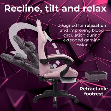 Neo Pink Sport Racing Gaming Office Chair With Footrest 3 Neo Pink Sport Racing Gaming Office Chair With Footrest - Image 3