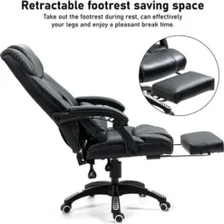 Executive Office Chair With Footrest & Lumbar Support, Ergonomic Design High Back Recliner Computer Desk Chair Adjustable Back Rest Heavy Duty 360° Swivel Gaming Chair For Home Office -Office Furniture Store 55277379 4