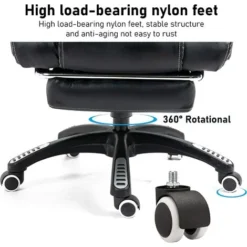 Executive Office Chair With Footrest & Lumbar Support, Ergonomic Design High Back Recliner Computer Desk Chair Adjustable Back Rest Heavy Duty 360° Swivel Gaming Chair For Home Office -Office Furniture Store 55277379 5