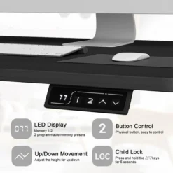 Height-adjustable Standing Desk With Electric Motor, Computer Desk, Intelligent Memory Height,Collision Protection,120 Cm,Black 8 Height-adjustable Standing Desk With Electric Motor, Computer Desk, Intelligent Memory Height,Collision Protection,120 Cm,Black -Office Furniture Store 55630239 4