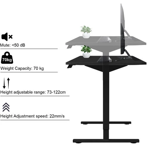 Height-adjustable Standing Desk With Electric Motor, Computer Desk, Intelligent Memory Height,Collision Protection,120 Cm,Black 5 Height-adjustable Standing Desk With Electric Motor, Computer Desk, Intelligent Memory Height,Collision Protection,120 Cm,Black - Image 5