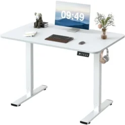 Height-adjustable Standing Desk With Electric Motor, Computer Desk, Intelligent Memory Height,Collision Protection,100 Cm,White