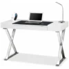 Centurion Supports ADONIS Gloss White And Chrome Ergonomic Home Office Luxury Computer Desk