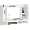 SoBuy Home Office Wall-mounted Table Desk With Shelves,White,FWT18-W