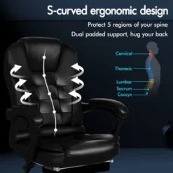 ELFORDSON Massage Office Chair With Footrest Executive Gaming Seat PU Leather 8 ELFORDSON Massage Office Chair With Footrest Executive Gaming Seat PU Leather -Office Furniture Store 59178061 4