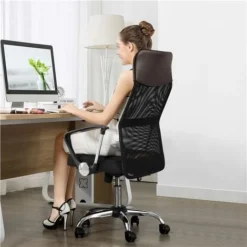 Yaheetech High Back Office Chair Executive Leather Chair Elastic Mesh Chair, Brown 7 Yaheetech High Back Office Chair Executive Leather Chair Elastic Mesh Chair, Brown -Office Furniture Store 59668687 3