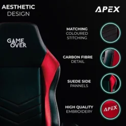 Apex Gaming Desk Chair, Ergonomically Designed Seating, Premium PU Leather With 4D Adjustable Arm Rest And Height, Additional Lumbar Support, Red -Office Furniture Store 59866042 3