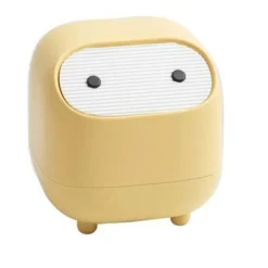 Small Trash Can, Cute Ninja Office Trash Can With Lid, Bedroom Trash Can With 1 Roll Waste Bag, Trash Can For Home, Office (Yellow Trash Can)