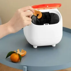 Small Trash Can, Cute Ninja Office Trash Can With Lid, Bedroom Trash Can With 1 Roll Waste Bag, Trash Can For Home, Office (White Trash Can) -Office Furniture Store 59940959 3