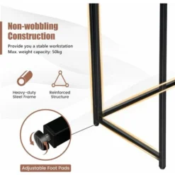 COSTWAY Folding Computer Desk, No-Assembly Simple PC Laptop Table Writing Workstation, Wooden Metal Frame Home Office Work Study Desk (Rustic Brown+Black, 100 X 50 X 72cm) -Office Furniture Store 60167341 3