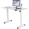 Height Adjustable Standing Desk With Electric Motor, Computer Desk, Intelligent Memory Height, Collision Protection,140 Cm,White/White With Wheel