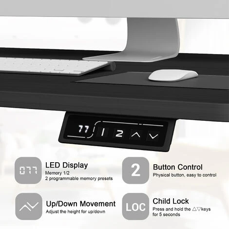 Height-adjustable Standing Desk With Electric Motor, Computer Desk, Intelligent Memory Height,Collision Protection,100 Cm, Black 4 Height-adjustable Standing Desk With Electric Motor, Computer Desk, Intelligent Memory Height,Collision Protection,100 Cm, Black - Image 4