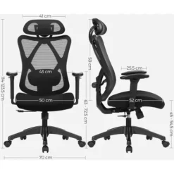 Songmics Office Chair, Ergonomic Chair, Mesh Chair, Adjustable Lumbar Support And Headrest, Breathable Mesh Fabric, 150 Kg Weight Capacity, Height Adjustable, Black OBN163B01 9 Songmics Office Chair, Ergonomic Chair, Mesh Chair, Adjustable Lumbar Support And Headrest, Breathable Mesh Fabric, 150 Kg Weight Capacity, Height Adjustable, Black OBN163B01 -Office Furniture Store 60563764 5