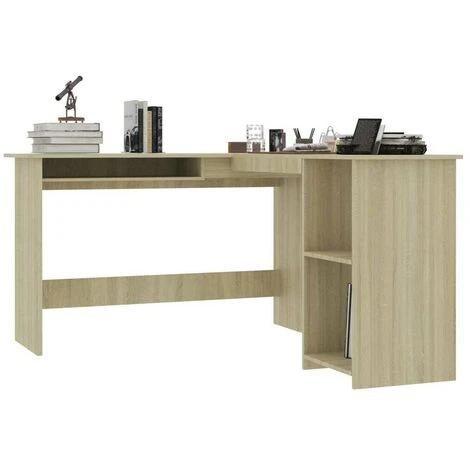 Topdeal L-Shaped Corner Desk Sonoma Oak 120x140x75 Cm Chipboard FF800750UK 3 Topdeal L-Shaped Corner Desk Sonoma Oak 120x140x75 Cm Chipboard FF800750UK - Image 3