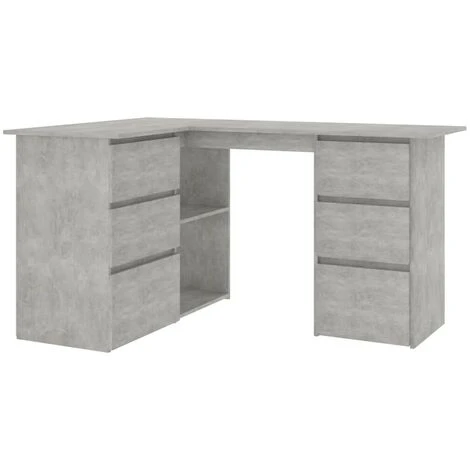 Topdeal Corner Desk Concrete Grey 145x100x76 Cm Chipboard FF801093UK 2 Topdeal Corner Desk Concrete Grey 145x100x76 Cm Chipboard FF801093UK - Image 2