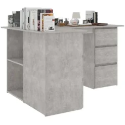 Topdeal Corner Desk Concrete Grey 145x100x76 Cm Chipboard FF801093UK 8 Topdeal Corner Desk Concrete Grey 145x100x76 Cm Chipboard FF801093UK -Office Furniture Store 60865006 4