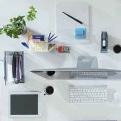 Relaxdays Desk Organiser, Modern Look, Metal Mesh, Total Dimensions: H X W X D Approx. 10.5 X 22 X 11 Cm, White -Office Furniture Store 61317760 5