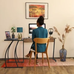 Relaxdays Corner Desk, H X W X D: 73 X 148 X 112 Cm, Walnut Wood Optic, L-shaped Desk, Metal And MDF, Brown/Black -Office Furniture Store 61321392 3