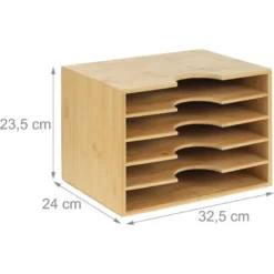 Relaxdays Document Organiser, A4 Size, 8 Compartments, Office, H X W X D: 23.5 X 32.5 X 24 Cm, Bamboo, Natural -Office Furniture Store 61322679 4