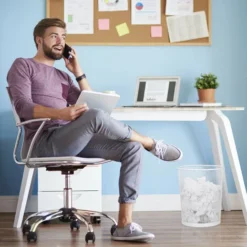 Set Of 8 Relaxdays Wastebaskets, Wastepaper Bin, Office & Home, Round, Wire Mesh, Metal, H X D: 35 X 29.5 Cm, White -Office Furniture Store 62152029 3