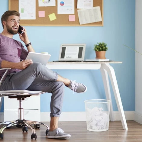 Relaxdays Wastebasket, Wastepaper Bin, Office & Home, Round, Wire Mesh, Paper Bin, Metal, H X D: 28 X 26 Cm, White 3 Relaxdays Wastebasket, Wastepaper Bin, Office & Home, Round, Wire Mesh, Paper Bin, Metal, H X D: 28 X 26 Cm, White - Image 3