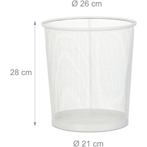 Relaxdays Wastebasket, Wastepaper Bin, Office & Home, Round, Wire Mesh, Paper Bin, Metal, H X D: 28 X 26 Cm, White 4 Relaxdays Wastebasket, Wastepaper Bin, Office & Home, Round, Wire Mesh, Paper Bin, Metal, H X D: 28 X 26 Cm, White - Image 4