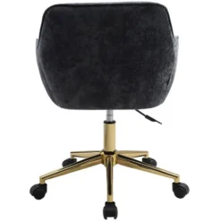 Livingandhome Velvet Upholstered Home Office Swivel Task Chair,Smoke Grey -Office Furniture Store 63625898 4