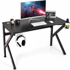 110cm K-shaped Gaming Desk Racing Style PC Computer Table W/Cup Holder & Hook