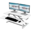 FLEXISPOT Sit Stand Desk Standing Desk Height Adjustable Desk Converter-35 Inch Wide Work Surface M17MW (MEDIUM, WHITE)