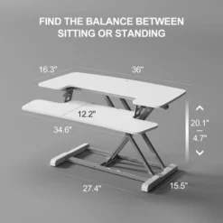 FLEXISPOT Sit Stand Desk Standing Desk Height Adjustable Desk Converter-35 Inch Wide Work Surface M17MW (MEDIUM, WHITE) -Office Furniture Store 64871894 3