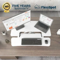 FLEXISPOT Sit Stand Desk Standing Desk Height Adjustable Desk Converter-35 Inch Wide Work Surface M17MW (MEDIUM, WHITE) -Office Furniture Store 64871894 4