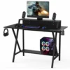 COSTWAY Gaming Computer Desk With Cup Holder, Headphone Hook, Monitor Stand And Storage Shelves, X-Shaped Racing Style E-Sports PC Gamer Table, Ergonomic Study Writing Workstation