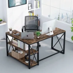 Tribesigns 51" L-Shaped Desk With Storage Shelves, L Shape Computer Corner Desk With 2 Shelves Home Office Gaming Writing Table PC Studio Study Workstation -Office Furniture Store 65489098 3