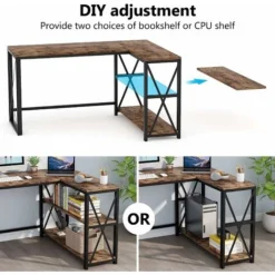 Tribesigns 51" L-Shaped Desk With Storage Shelves, L Shape Computer Corner Desk With 2 Shelves Home Office Gaming Writing Table PC Studio Study Workstation -Office Furniture Store 65489098 4