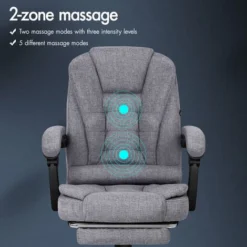 ELFORDSON Massage Office Chair With Footrest Executive Gaming Seat Breathable Fabric Upholstery, Grey -Office Furniture Store 65661203 3