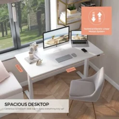 FLEXISPOT Electric Height Adjustable Standing Desk Sit Stand Desk Adjustable Desk Stand Up Desk-(White Frame+ 120x60cm White Top) 7 FLEXISPOT Electric Height Adjustable Standing Desk Sit Stand Desk Adjustable Desk Stand Up Desk-(White Frame+ 120x60cm White Top) -Office Furniture Store 65811651 3