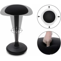 FLEXISPOT Wobble Stool Stay Active Exercise Office Chair Encourage Movement Height Adjustable Seat For Comfortable Working/standing Desk Perching Stool (Black) -Office Furniture Store 66258774 4
