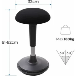 FLEXISPOT Wobble Stool Stay Active Exercise Office Chair Encourage Movement Height Adjustable Seat For Comfortable Working/standing Desk Perching Stool (Black) -Office Furniture Store 66258774 5