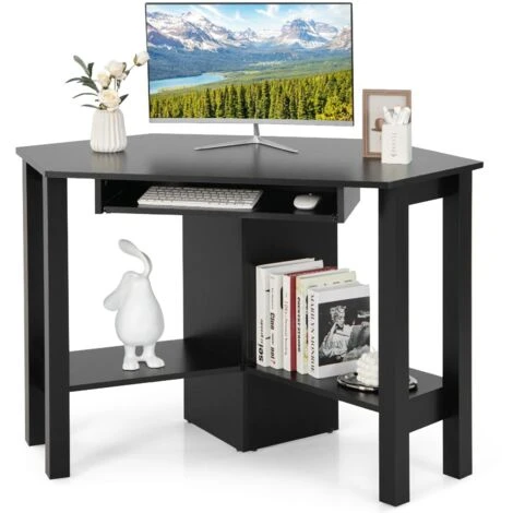 Corner Desk Space-Saving Computer Desk Gaming Table Makeup Desk 2 Open Shelve 1 Corner Desk Space-Saving Computer Desk Gaming Table Makeup Desk 2 Open Shelve