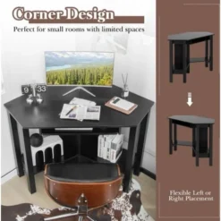 Corner Desk Space-Saving Computer Desk Gaming Table Makeup Desk 2 Open Shelve 7 Corner Desk Space-Saving Computer Desk Gaming Table Makeup Desk 2 Open Shelve -Office Furniture Store 66440068 3